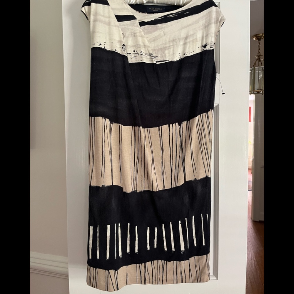 Piazza Sempione Color Block Asymmetrical gathers jersey dress -made in Italy!